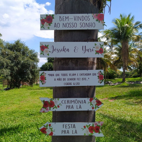 Placas indicativas COM SUA FRASE Kit com 5