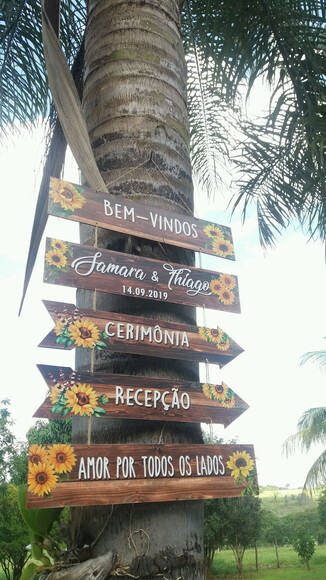 Placas Indicativas casamento Kit com 5 COM SUA FRASE