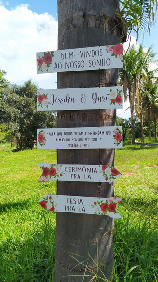 Placas indicativas COM SUA FRASE Kit com 5