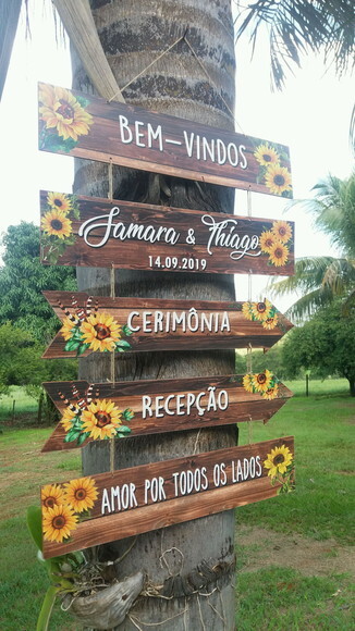 Placas Indicativas casamento Kit com 5 COM SUA FRASE
