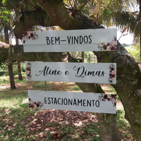 Placas indicativas Kit com 3 COM SUA FRASE