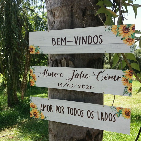 Placas indicativas Kit com 3 COM SUA FRASE