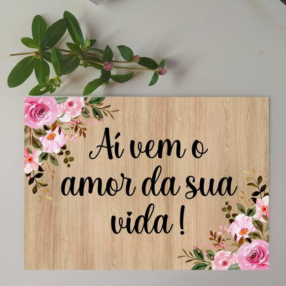 Plaquinha de casamento em MDF COM SUA FRASE