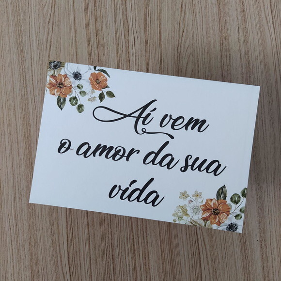Plaquinha de Casamento em mdf com Sua Frase