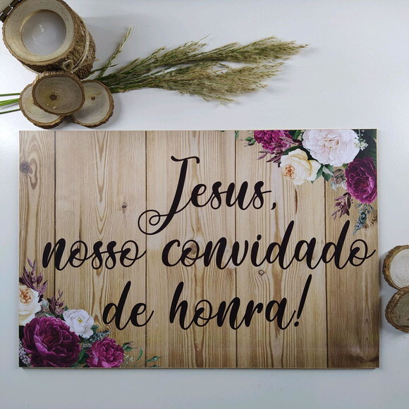 Plaquinha de Casamento em mdf com Sua Frase