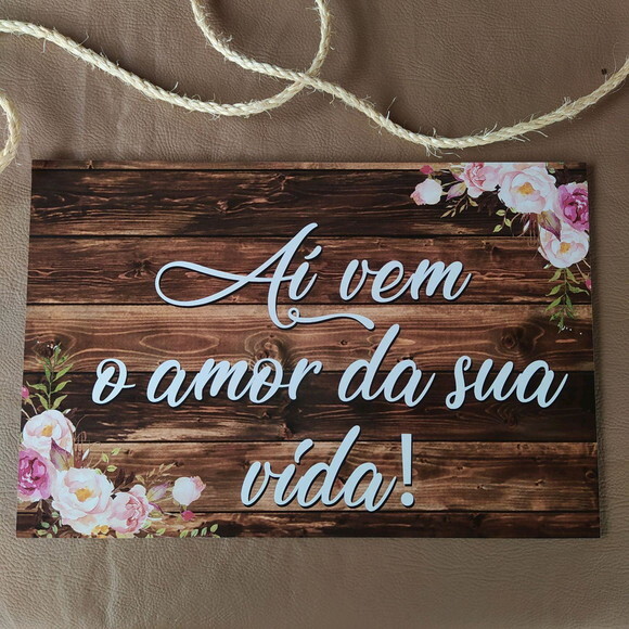 Plaquinha de Casamento em mdf com Sua Frase