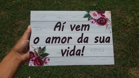 Plaquinha de Casamento em mdf com Sua Frase