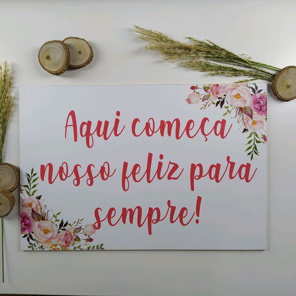 Plaquinha de Casamento em mdf com Sua Frase