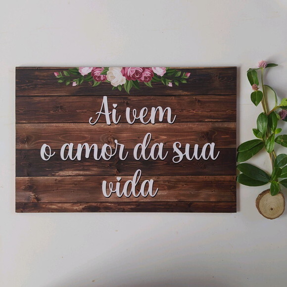 Plaquinha de Casamento em mdf com Sua Frase