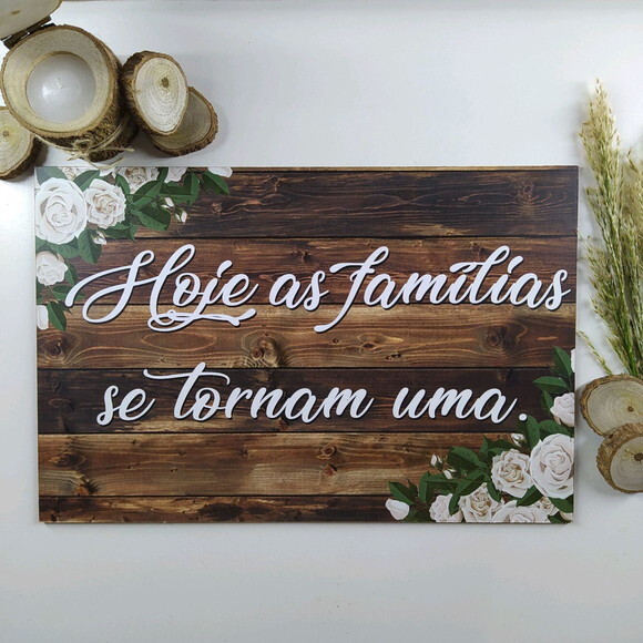 Plaquinha de Casamento em mdf com Sua Frase