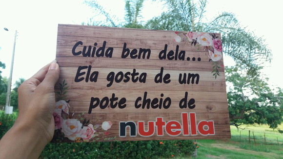 Plaquinha de Casamento em mdf com Sua Frase nutella
