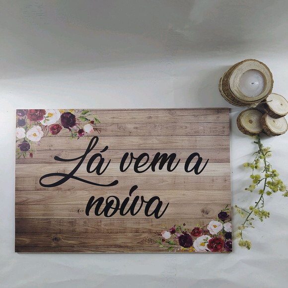 Plaquinha de Casamento em mdf com Sua Frase