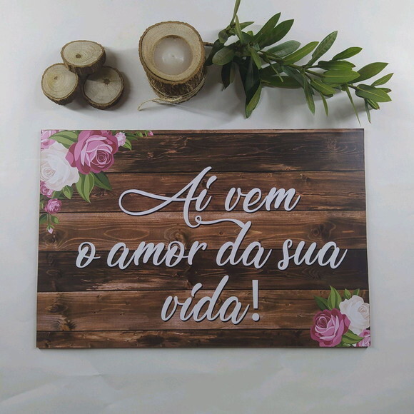 Plaquinha de Casamento em mdf com Sua Frase