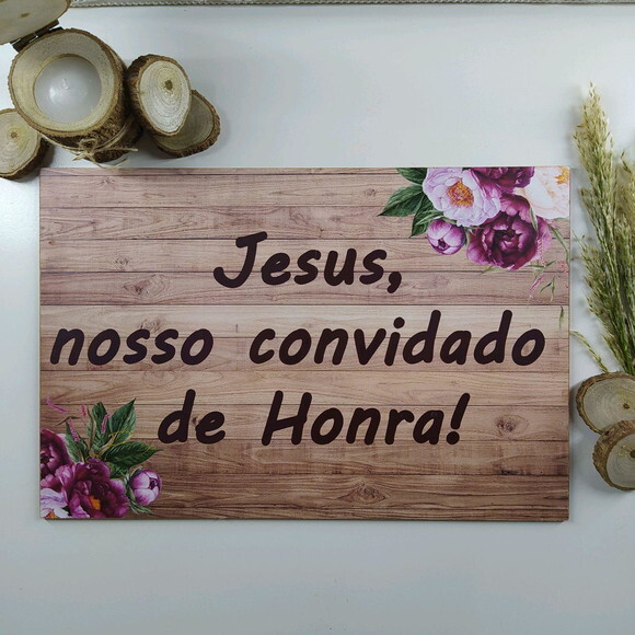 Plaquinha de Casamento em mdf com Sua Frase 40x30