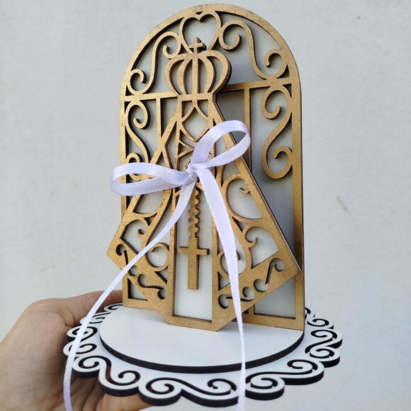 Porta Alianças altar Nossa Senhora Branco e Dourado