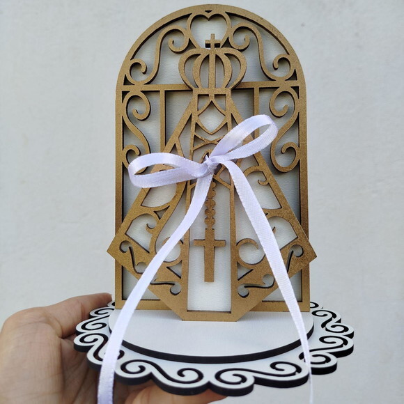 Porta Alianças altar Nossa Senhora Branco e Dourado