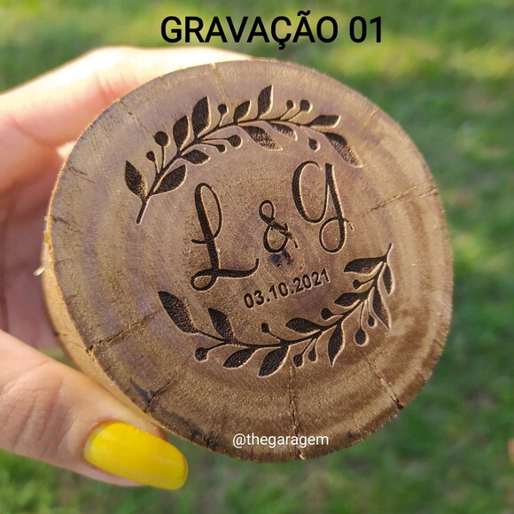 Porta Alianças de Tronco com Gravação