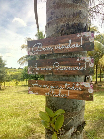 3 Placas casamento indicativa COM SUA FRASE em MDF