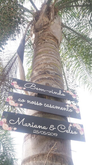 3 Placas casamento indicativa COM SUA FRASE em MDF
