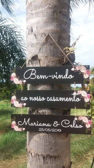 3 Placas casamento indicativa COM SUA FRASE em MDF