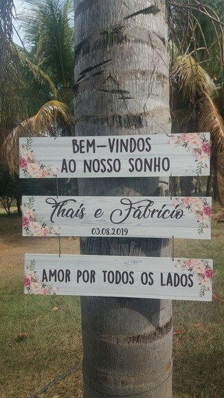 3 Placas casamento indicativa em MDF COM SUA FRASE