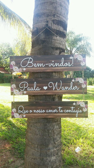 3 Placas Indicativas para casamento 60x20 COM SUA FRASE