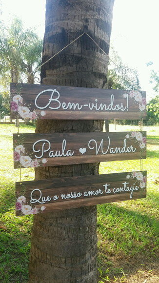 3 Placas Indicativas para casamento 60x20 COM SUA FRASE