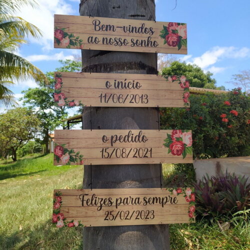 4 Placas casamento indicativas em MDF