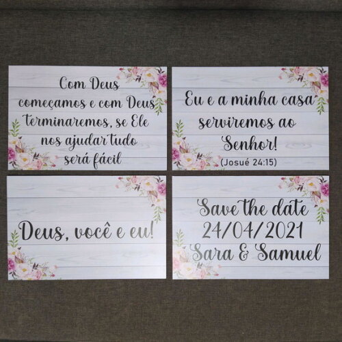 4 Placas de casamento COM SUA FRASE