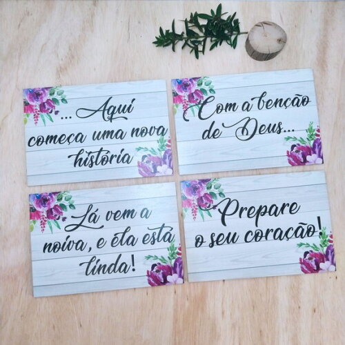 4 Placas de casamento COM SUA FRASE
