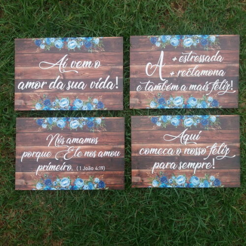 4 Placas de casamento COM SUA FRASE