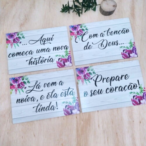 4 Placas de casamento COM SUA FRASE