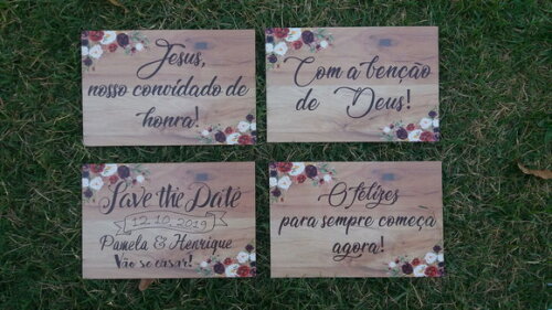 4 Placas de casamento COM SUA FRASE