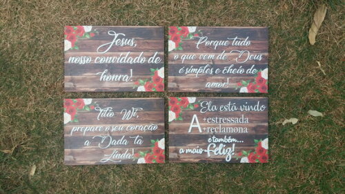 4 Placas de casamento COM SUA FRASE