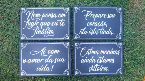 4 Placas de casamento COM SUA FRASE -Chalkboard