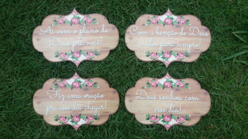 4 placas de casamento COM SUA FRASE Tema Rosas