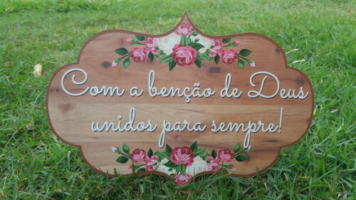 4 placas de casamento COM SUA FRASE Tema Rosas