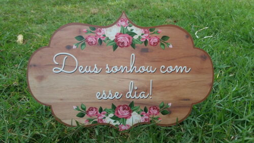 4 placas de casamento COM SUA FRASE Tema Rosas