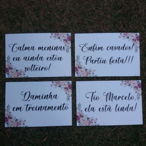 4 Placas de casamento COM SUA FRASE-Floral Rosê