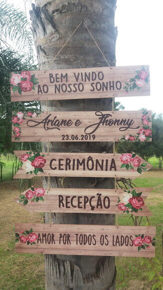 5 Placas casamento indicativa COM SUA FRASE em MDF