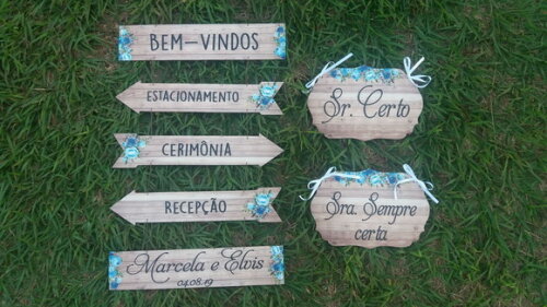 5 placas indicativas + 2 Placas das cadeiras recortadas