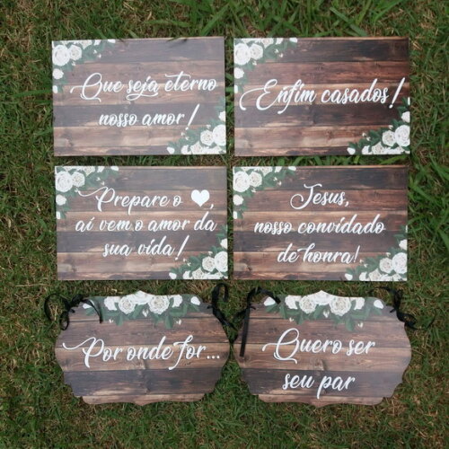 Kit placas para Casamento 5 ítens - 1 brinde surpresa