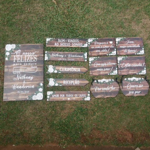 Kit placas para Casamento 5 ítens - 1 brinde surpresa