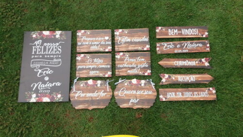 Kit placas para Casamento 5 ítens - 1 brinde surpresa