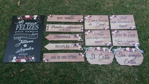 Kit placas para Casamento 5 ítens - 1 brinde surpresa