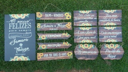 Kit placas para Casamento 5 ítens + 1 brinde surpresa