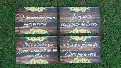 Kit placas para Casamento 5 ítens + 1 brinde surpresa