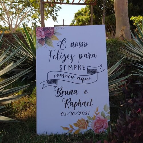 Placa Boas Vindas Casamento 60x40