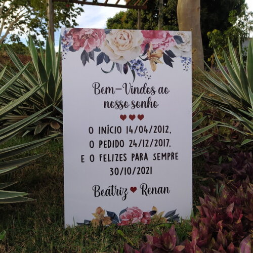 Placa Boas Vindas Casamento 60x40