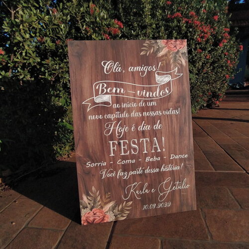 Placa Boas Vindas Casamento 60x40
